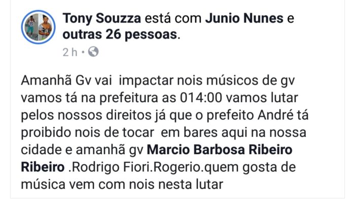 Protesto músicos hoje em gv