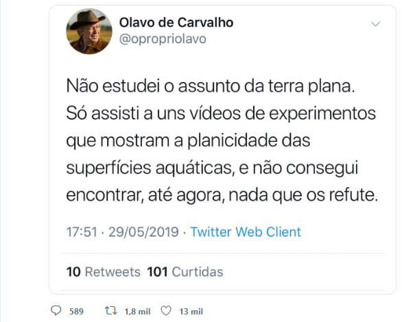 olavo de carvalho diz que terra é plana