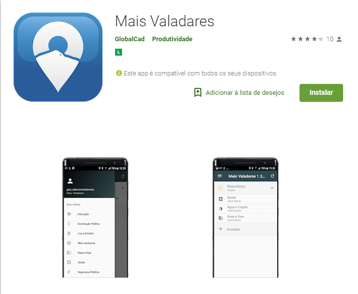 mais valadares está disponível no google play