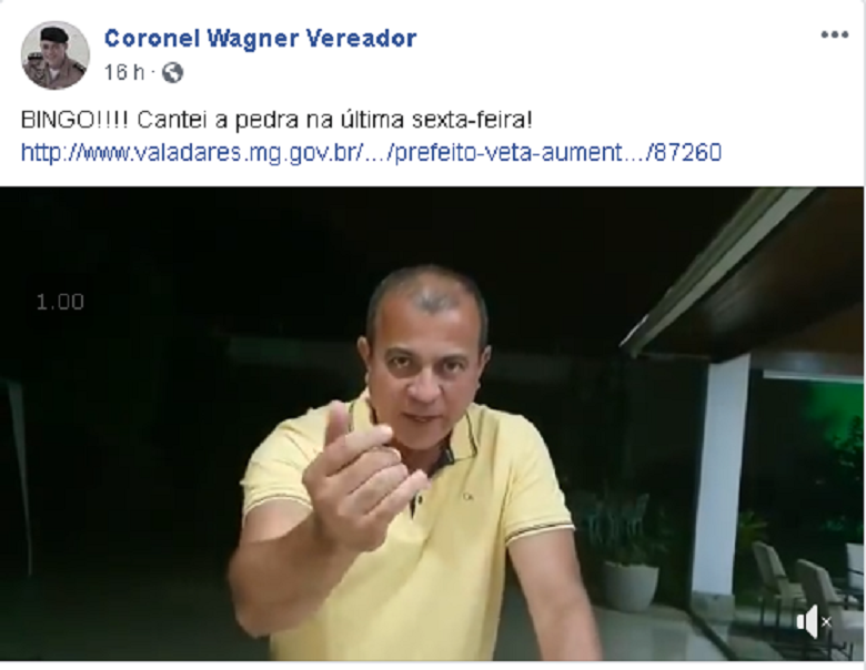 vereador coronel wagner diz que veto ao aumento da passagem é jogada política