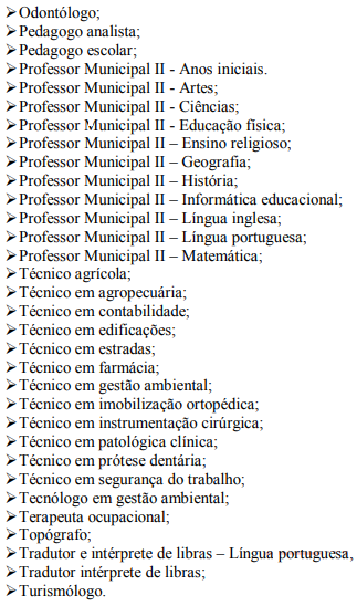 CONCURSO PREFEITURA DE VALADARES CARGOS TURNO VESPERTINO