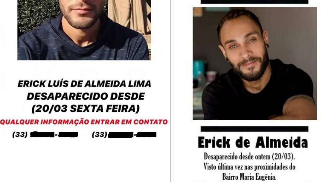 erick de almeida foi vítima de homicídio consumado e seu corpo foi encontrado dentro de um bueiro em valadares