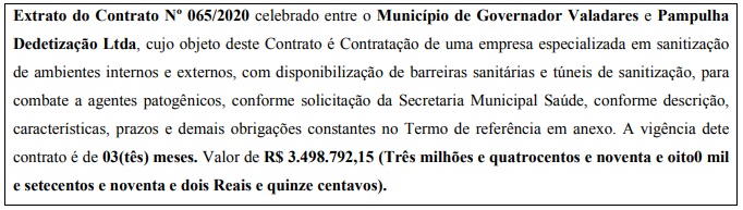 contrato entre prefeitura e empresa de sanitização é de 3,5 milhões