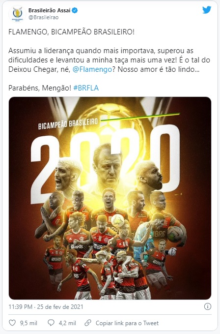 Mesmo derrotado por São Paulo, Flamengo é campeão Brasileiro