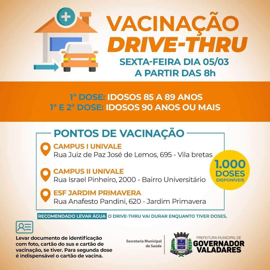 vacinação drive thru acontece de novo na sexta dia 5